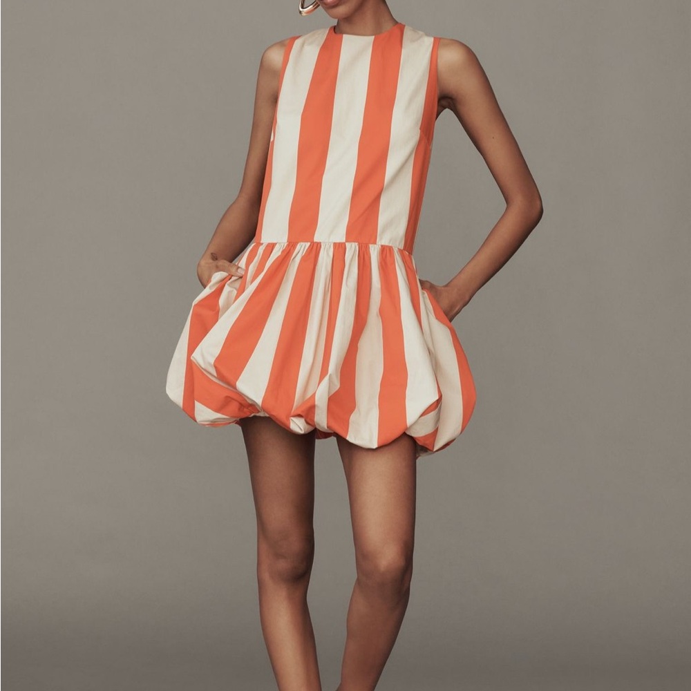 Orange and White Striped Mini Dress